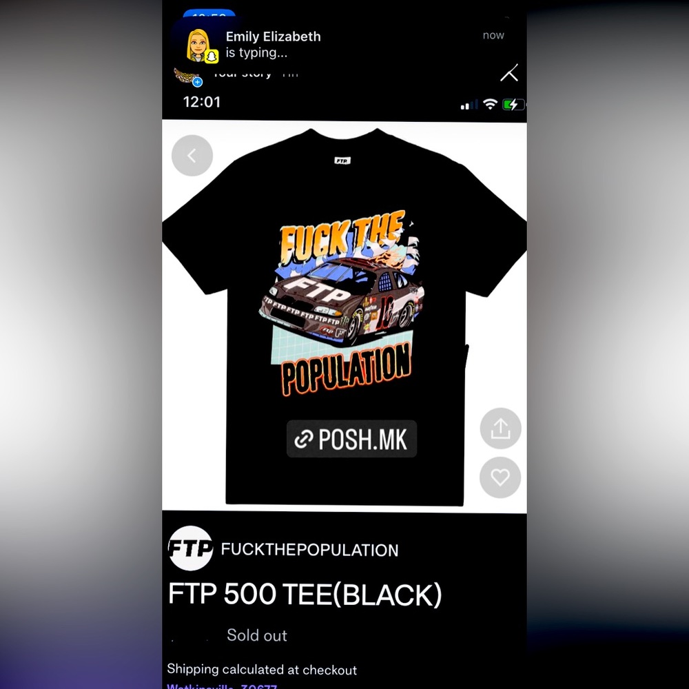 FTP 500 T-shirt Size LG color Black